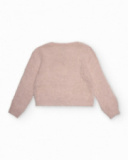 Cardigan rosa in maglia per bambina con fiocchi decorativi