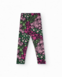 Leggings per bambina con stampa multicolore di cuori e fiori