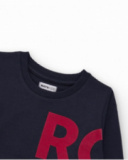 Felpa blu navy con stampa a contrasto "LET'S ROCK"