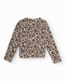 Maglia a maniche lunghe con stampa animalier e arricciatura laterale per bambina