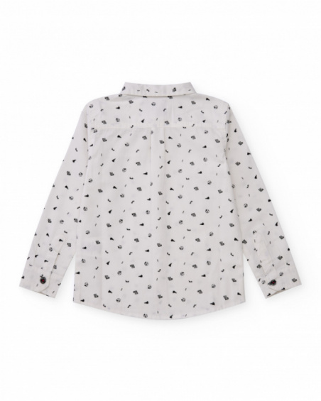 Camicia bianca a maniche lunghe per bambino con piccola stampa