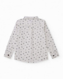 Camicia bianca a maniche lunghe per bambino con piccola stampa