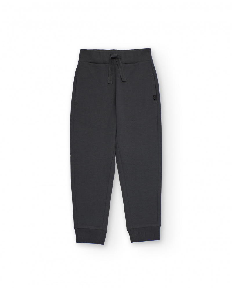 Pantalón jogger para niño color gris oscuro con cintura ajustable
