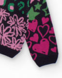 Maglione multicolore per bambina con cuori, stelle e fiori