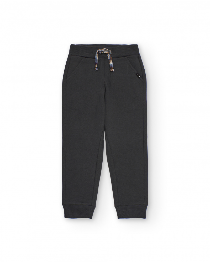 Pantalón jogger gris oscuro para niño con cordón bicolor