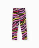 Leggings multicolore per bambina con righe e cuoricini