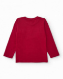 Maglietta a maniche lunghe rossa per bambino con stampa musicale