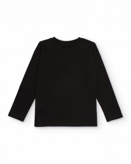 Maglietta nera a maniche lunghe per bambino con stampa di motocicletta