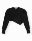 Maglione corto in maglia nero con design asimmetrico per bambina