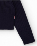 Maglione in maglia blu navy per bambina con zip frontale