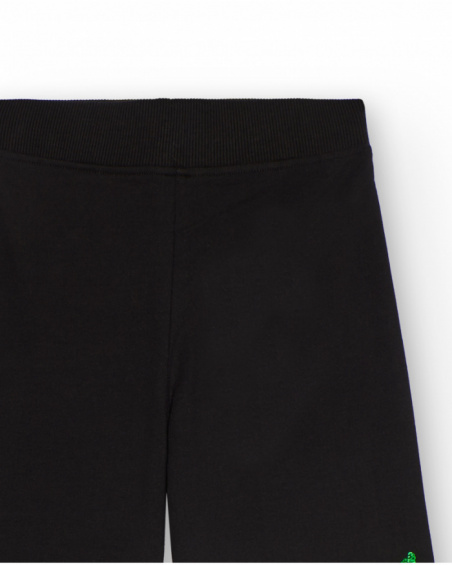 Pantaloni neri per bambina con applicazioni floreali di paillettes
