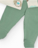 Completo per neonato in ecru e verde con stampa di pecorelle