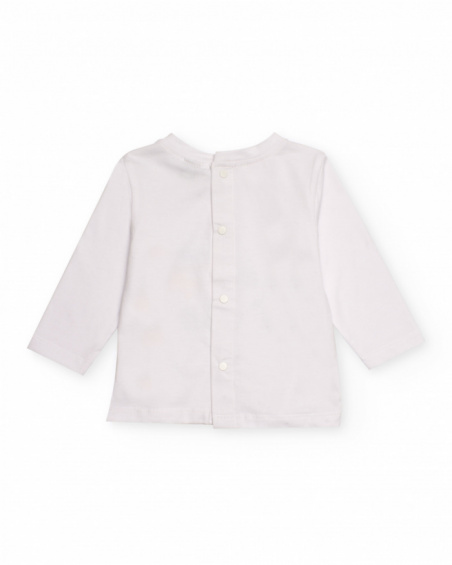 Completo per neonato con maglietta bianca e pantaloni grigi