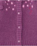 Maglione in maglia per neonato in viola e ricamo di cuori