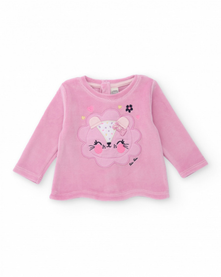 Completo maglietta e pantalone per neonato colore rosa con stampa leopardata