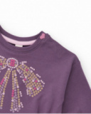 Vestito viola per bambina con gonna in tulle rosa e dettagli di stelle dorate