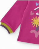Felpa in maglia per bambina colore fucsia con stampa della Torre Eiffel.