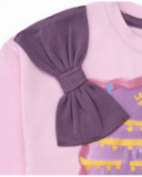 Maglietta per bambina colore rosa con stampa di ballerina e fiocco decorativo.