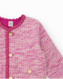 Giacca rosa per bambina con bottoni dorati.