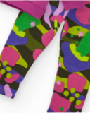 Completo felpa e leggings per bambina in tonalità fucsia e multicolore con stampa divertente.