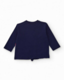 Maglietta per bambina in blu navy con design di borsetta a forma di cupcake e dettagli con