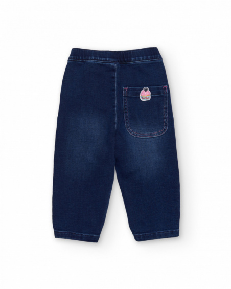 Jeans blu per bambina con stampa di stelle. Jeans blu per bambina con stampa di stelle.