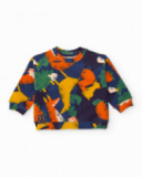 Felpa per bambino con stampa colorata di animali geometrici. Felpa per bambino con stampa colorata di animali geometrici.