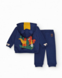 Completo sportivo per bambino blu navy con dettagli verdi e gialli.