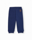 Pantaloni jogger per bambino blu navy con cintura regolabile. Pantaloni jogger per bambino blu navy con cintura regolabile.