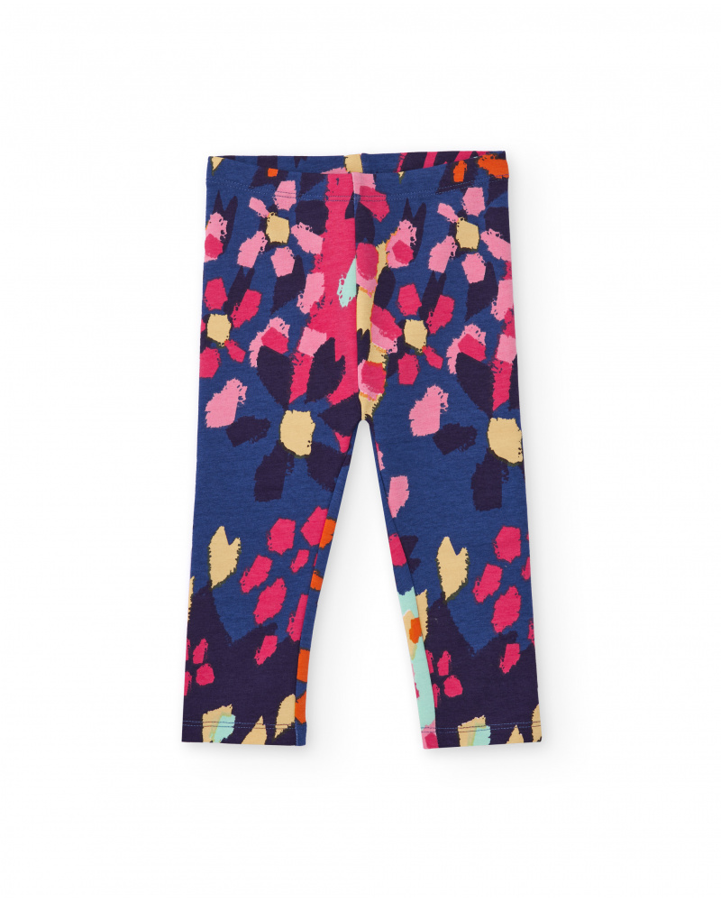 Leggings per bambina con stampa a macchie multicolore.
