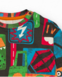 Felpa per bambino in nero con stampa multicolore di veicoli Felpa per bambino in nero con stampa multicolore di veicoli