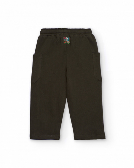 Pantaloni in felpa per bambino marroni con tasche cargo