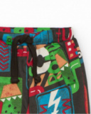 Pantaloni per bambino in marrone con stampa integrale di veicoli