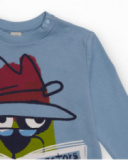 Maglietta per bambino azzurra con stampa da detective