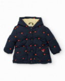 Cappotto per bambina blu navy con cuori ricamati Cappotto per bambina blu navy con cuori ricamati