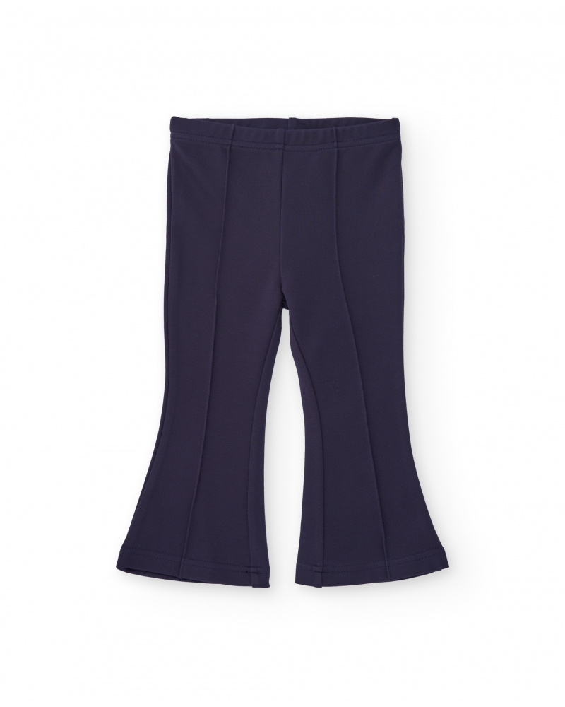 Pantalones acampanados para niña en azul marino con detalle
