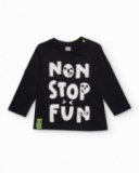 Maglietta a maniche lunghe per bambino in nero con stampa grafica Maglietta a maniche lunghe per bambino in nero con stampa grafica
