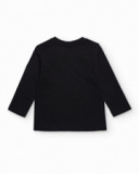 Maglietta a maniche lunghe per bambino in nero con stampa grafica Maglietta a maniche lunghe per bambino in nero con stampa grafica