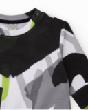 Felpa per bambino in bianco con stampa astratta multicolore