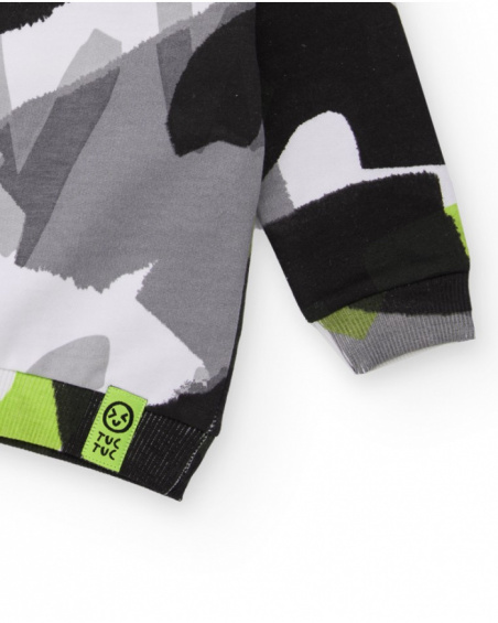 Felpa per bambino in bianco con stampa astratta multicolore