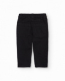 Pantalone lungo per bambino nero con tasche posteriori e vita elasticizzata