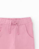 Pantalone in felpa da bambina rosa con stampa arcobaleno