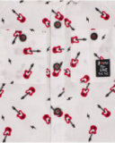 Camicia bianca per bambino con stampa di chitarre.