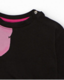 Vestito nero da bambina con fiori fucsia Vestito nero da bambina con fiori fucsia