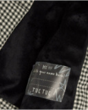 Cappotto trapuntato vichy nero da bambina con cuori