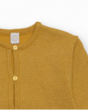 Cardigan da bambina in maglia dorata brillante