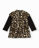 Vestito da bambina con stampa animalier dorata