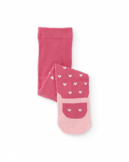 Collant per bambina nei toni del rosa con motivo a cuori Collant per bambina nei toni del rosa con motivo a cuori