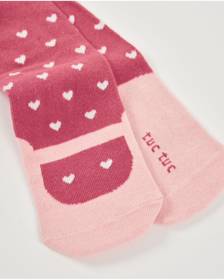 Collant per bambina nei toni del rosa con motivo a cuori Collant per bambina nei toni del rosa con motivo a cuori