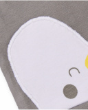 Cappellino in maglia per neonato grigio con applicazione di pinguino